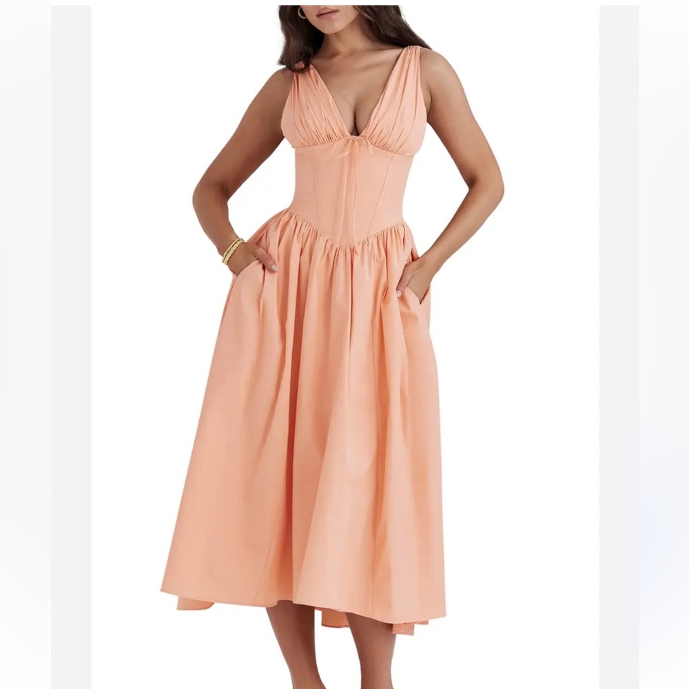 House of CB Peach Midi Dress